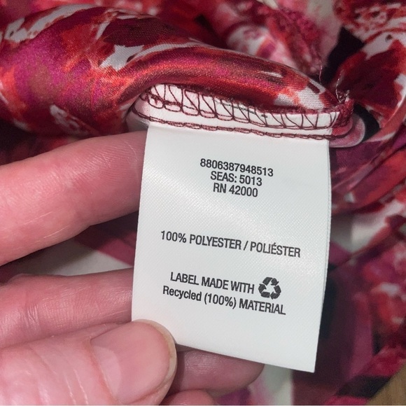 LYS Button-Down Blouse 3X Pink/Red/White/Black – Accordion Front, 3/4 Sleeves - Picture 9 of 12